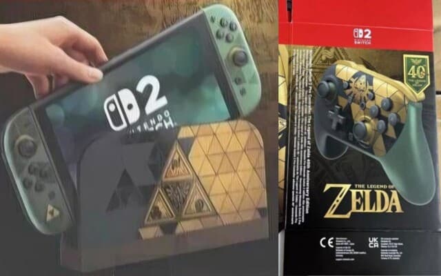 Vazamento da caixa revela visual do Switch 2 temático para os 40 anos de Zelda