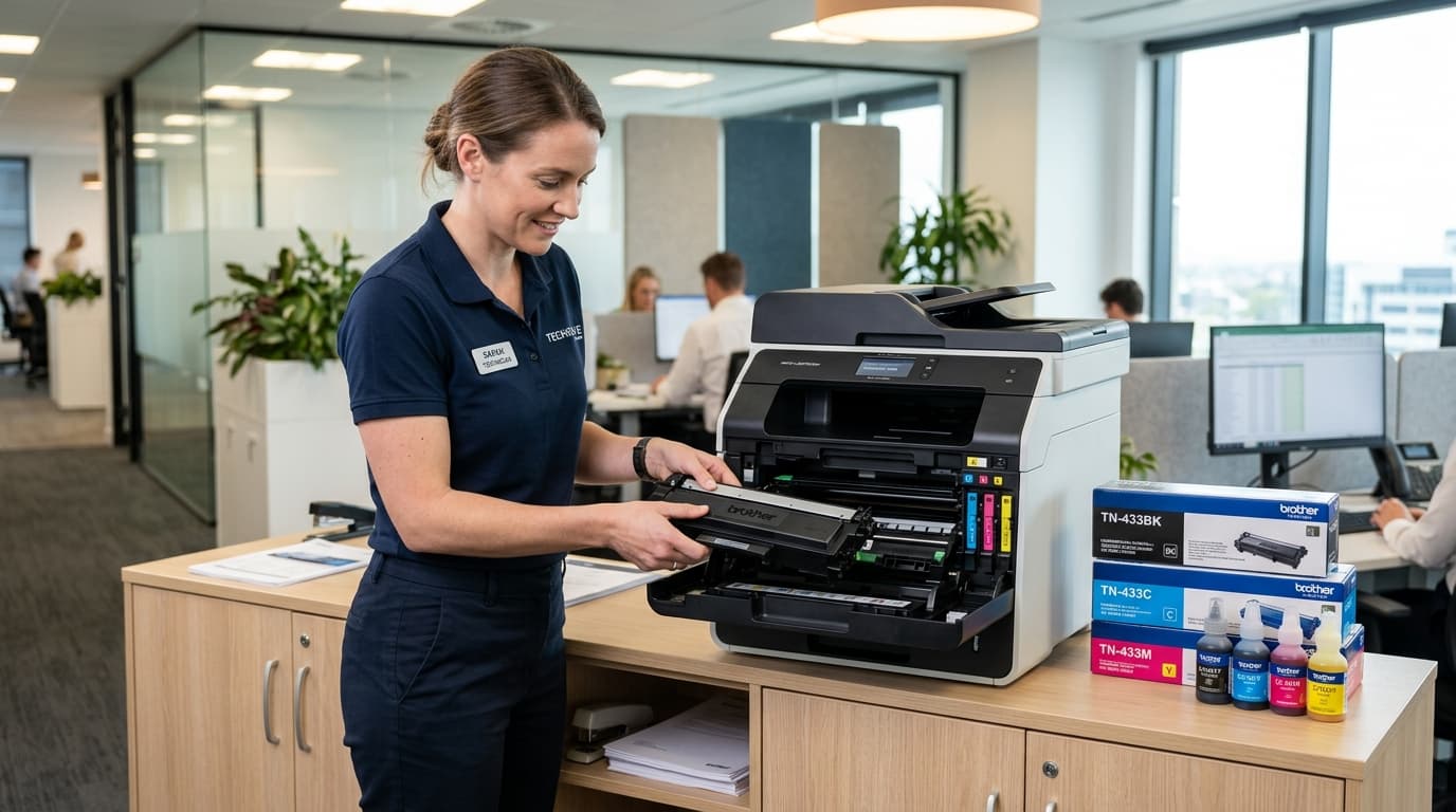 Instalação de cartucho de toner em impressora corporativa em Campinas