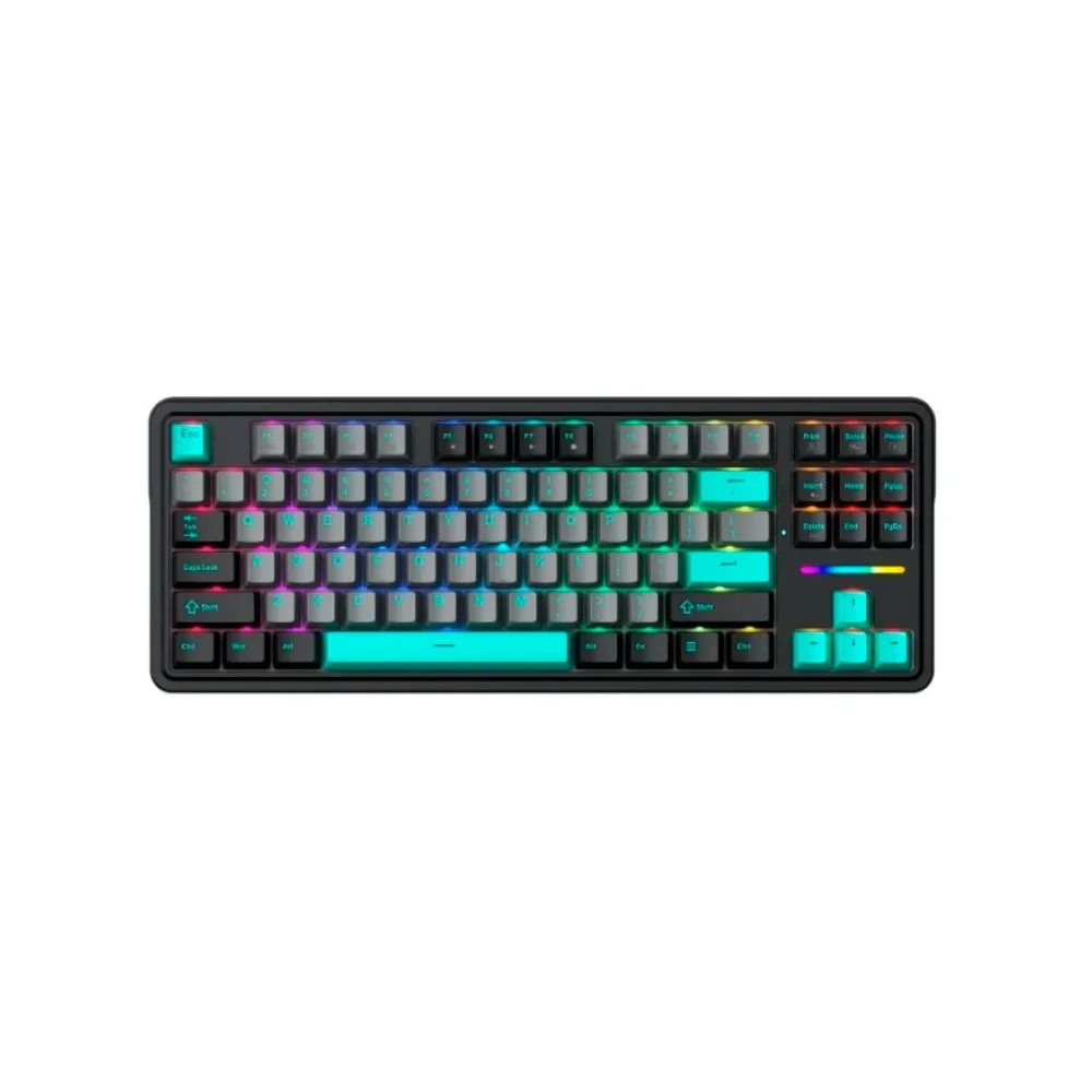 Vale a pena: Teclado Gamer Mecânico Machenike KG87, RGB, Gasket Mount, Switch Silver, Preto e Verde - JJ02GC00J