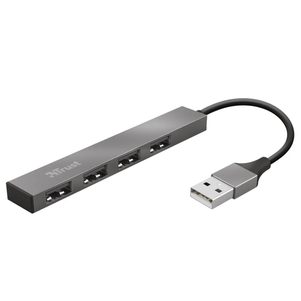 Vale a pena: Hub Trust Halyx, 4 Portas USB 2.0, Ultra Compacto, Conexão USB, de Alumínio, - 23786