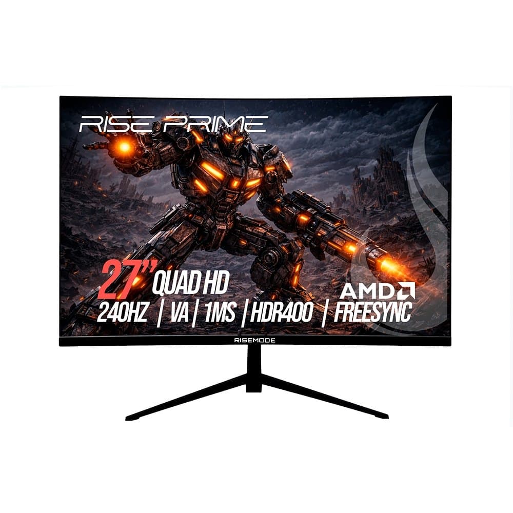 Vale a pena: Monitor Gamer Curvo Rise Mode Prime 27, QHD, 240Hz, 1ms, VA, FreeSync, HDR 400, HDMI e, Preto - RM-MOG-27C...