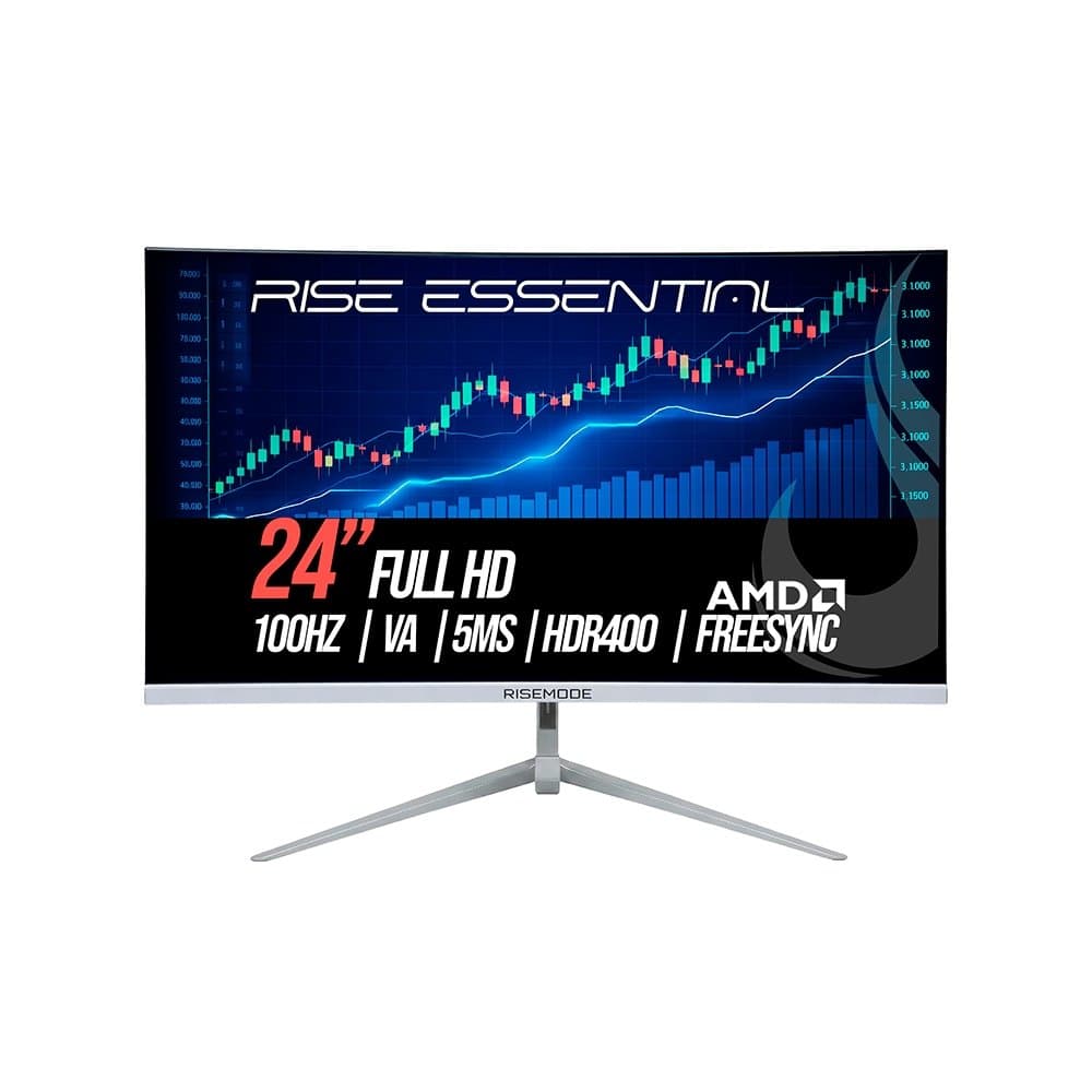 Vale a pena: Monitor Gamer Curvo Rise Mode Essential 24, FHD, 100Hz, VA, FreeSync, HDR 400, HDMI e VGA, Branco - RM-MOG-...
