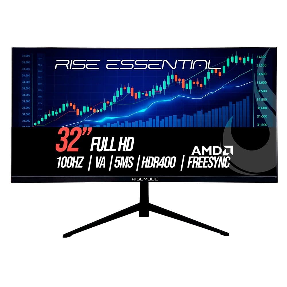 Vale a pena: Monitor Gamer Curvo Rise Mode Essential 32, Full HD, 100Hz, IPS, FreeSync, HDR 400, HDMI e VGA, Preto - RM-...