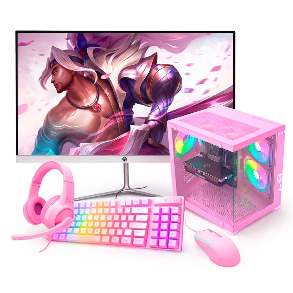 Vale a pena: PC Gamer 5 2400g 16gb Ram Nvme 512gb Monitor 23 Branco / Gabinete E Kit Rosa