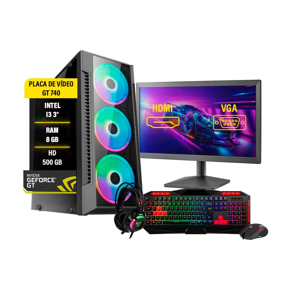 Vale a pena: PC Gamer Completo Amorim Shop, Intel Core i3 3220, 8GB, GT 730 4GB DDR3, 500GB, Windows 10, Preto + Monitor...