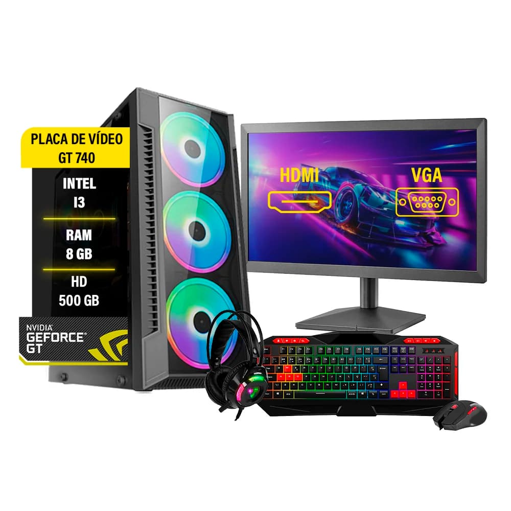 Vale a pena: PC Gamer Completo I3, 8GB, GT 730, HD 500GB, Monitor 19