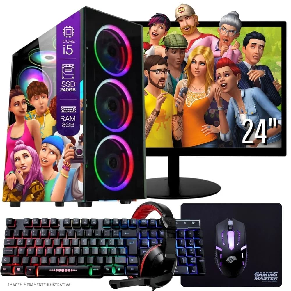 Vale a pena: Gamer Completo Balão.info Intel Core I5 SSD 240GB 8GB Teclado Mouse Mouse Pad E Headset Gamer Monitor 24 WI...