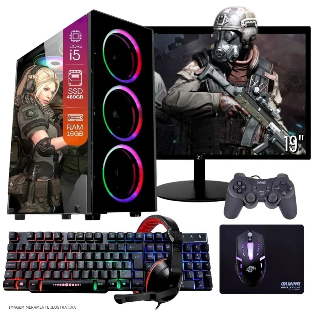 Vale a pena: PC Gamer Completo Balão.info Intel Core I5 SSD 480GB 16gb Teclado Mouse Mouse Pad E Headset Gamer Joystick...