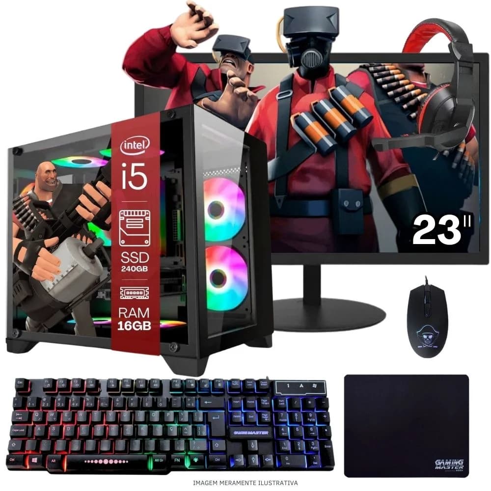 Vale a pena: PC Gamer Completo Balão.info Intel Core I7 SSD 240GB 16gb Gabinete Aquário Teclado Mouse Mouse Pad E Headse...