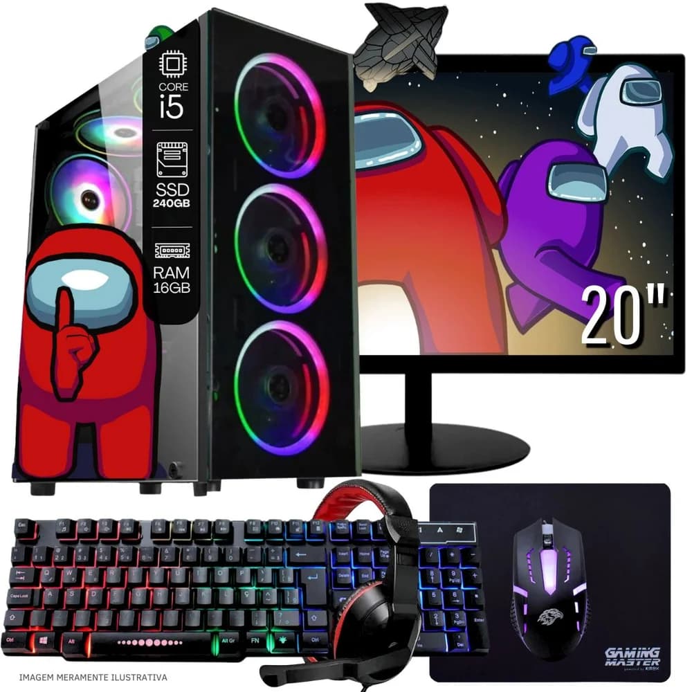 Vale a pena: Gamer Completo Balão.info Intel Core I5 SSD 240GB 16gb Teclado Mouse Mouse Pad E Headset Gamer Monitor 20 W...