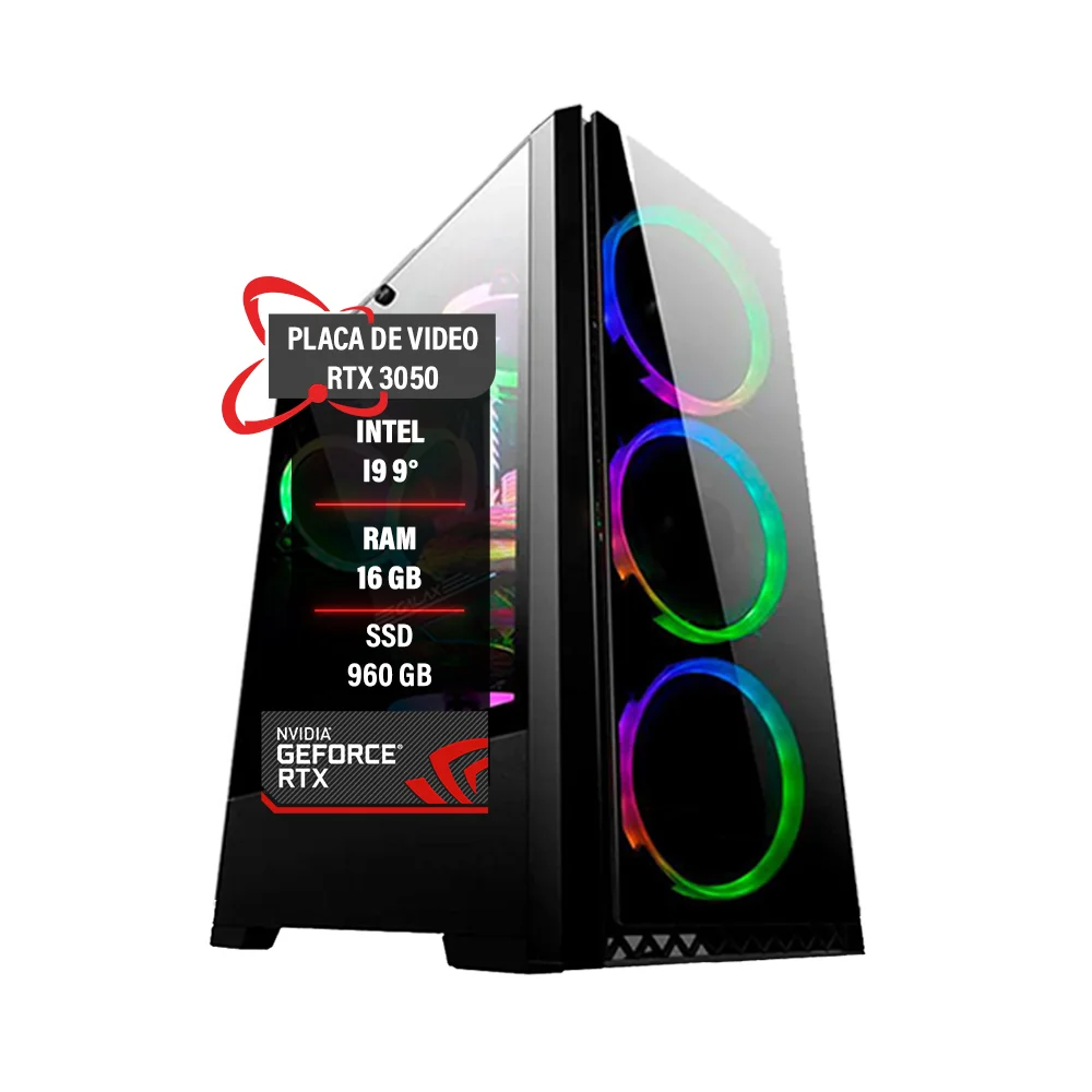 Vale a pena: PC Gamer Intel I9 9° RTX 3050 8GB Memória 16gb Ram SSD 960gb