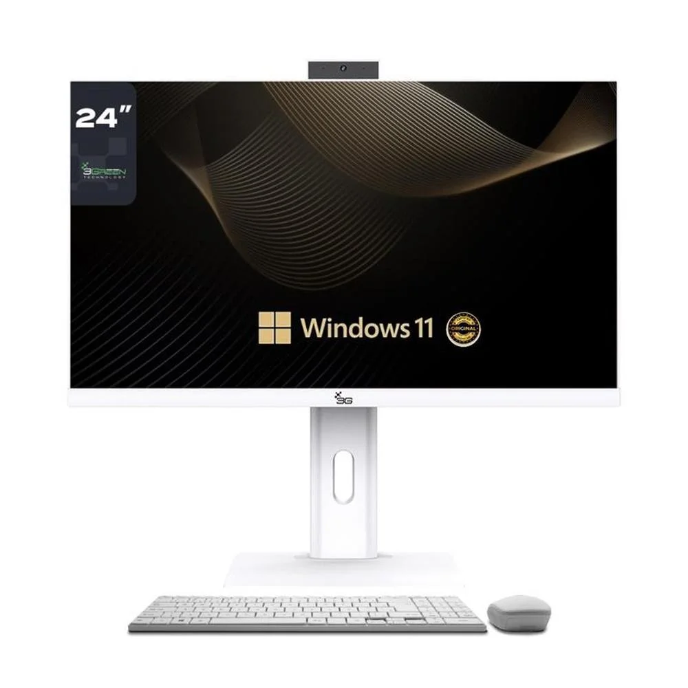 Vale a pena: All In One 24 Branco, Intel i5 9400, 16gb Ddr4, SSD 1TB, WINDOWS 11, Webcam, Wi-fi, 3green Unique