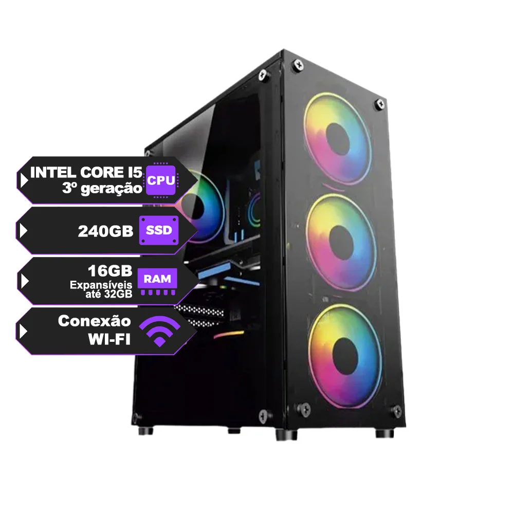 Vale a pena: Pc Gamer Intel Core I5 3º, RAM 16GB, SSD 240GB, Fonte 500W e Wi-Fi