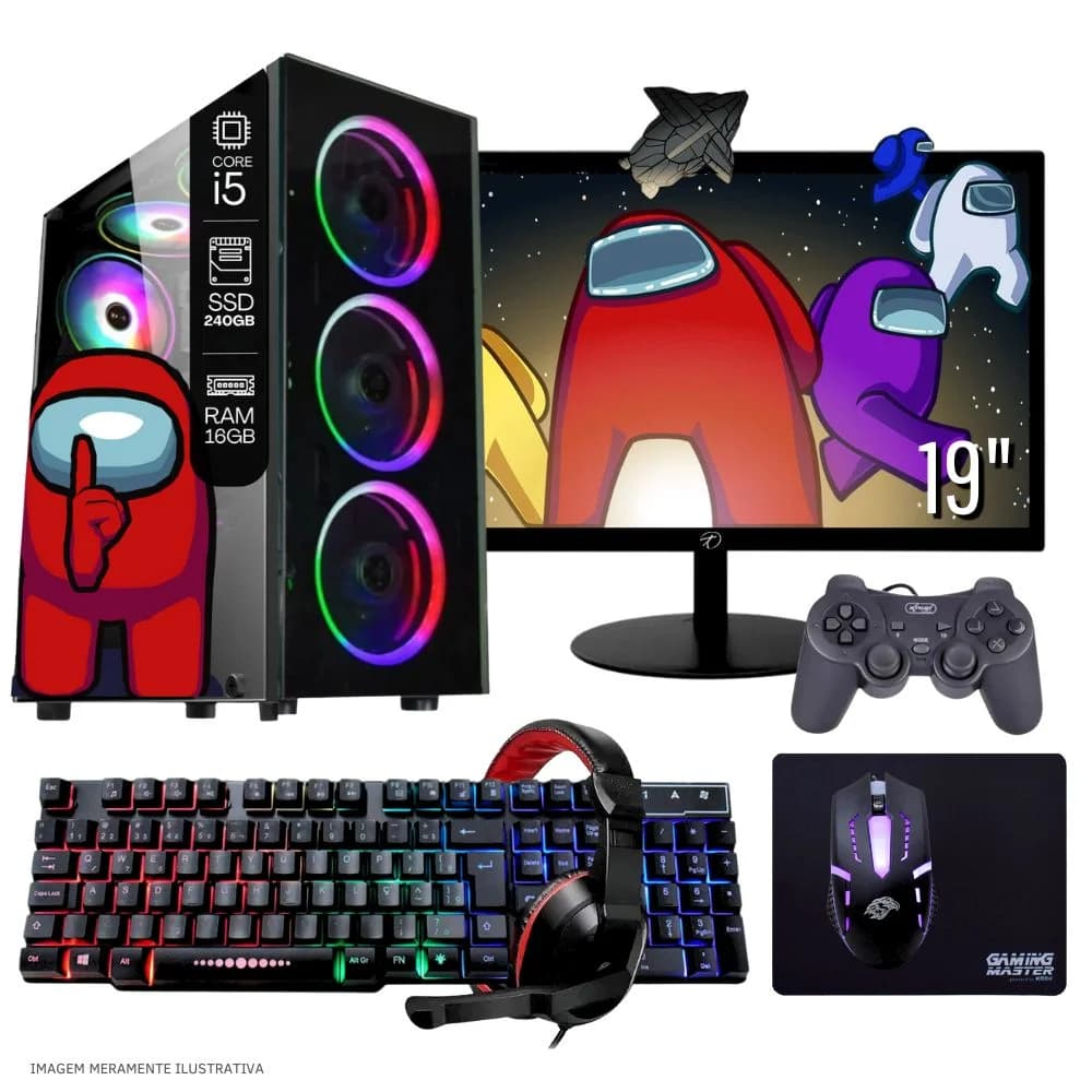 Vale a pena: PC Gamer Completo Balão.info Intel Core I5 SSD 240GB 16gb Teclado Mouse Mouse Pad E Headset Gamer Joystick...