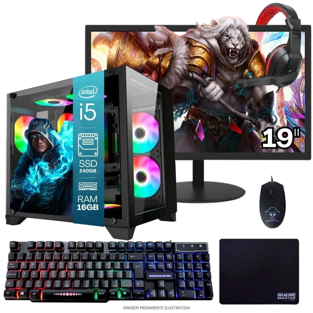Vale a pena: PC Gamer Completo Balão.info Intel Core I7 SSD 240GB 8GB Gabinete Aquário Teclado Mouse Mouse Pad E Headset...