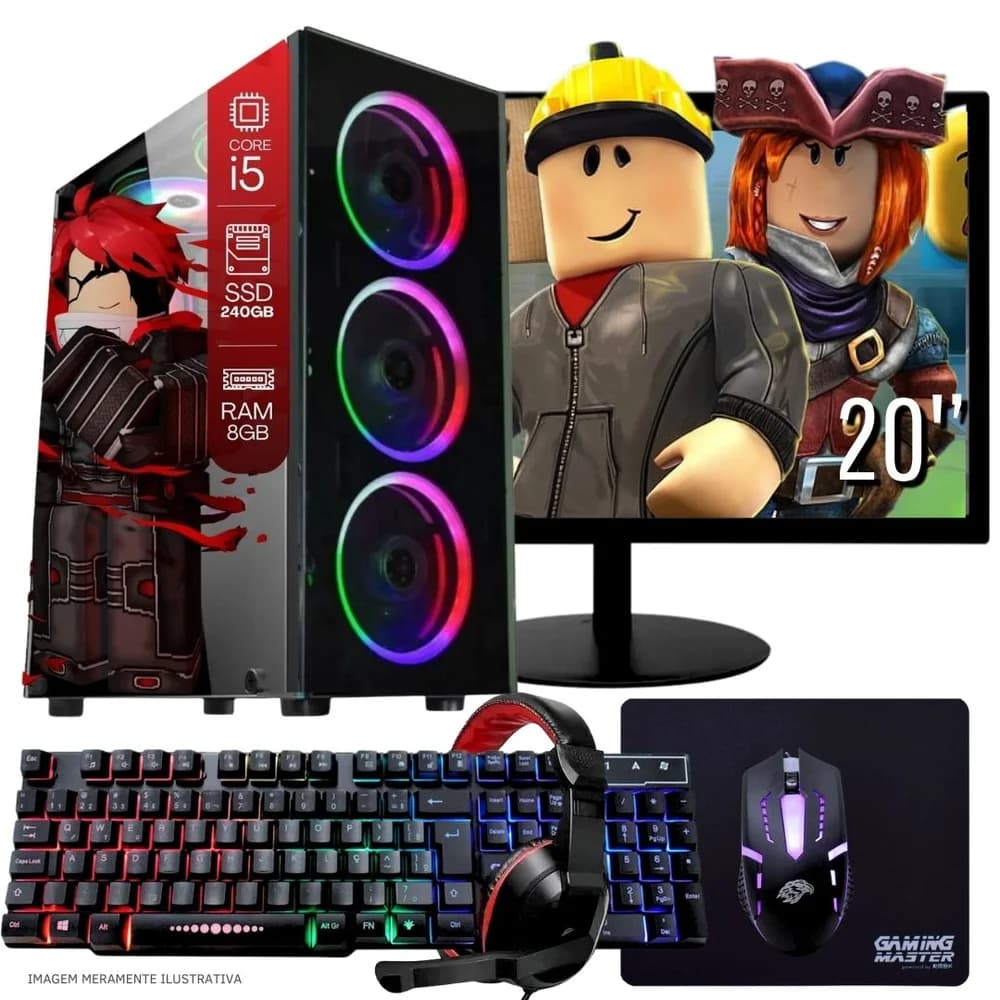 Vale a pena: Gamer Completo Balão.info Intel Core I5 SSD 240GB 8GB Teclado Mouse Mouse Pad E Headset Gamer Monitor 20 WI...