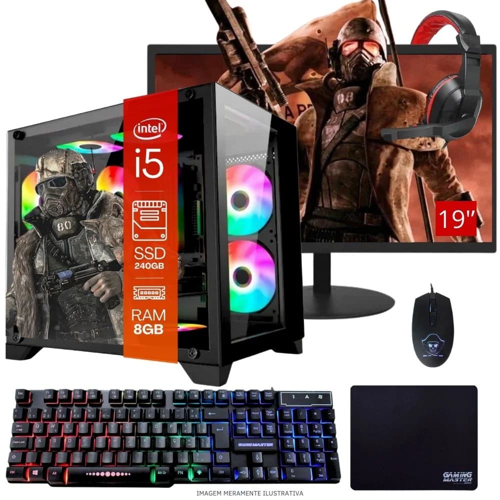 Vale a pena: PC Gamer Completo Balão.info Intel Core I5 SSD 240GB 8GB Gabinete Aquário Teclado Mouse Mouse Pad E Headset...