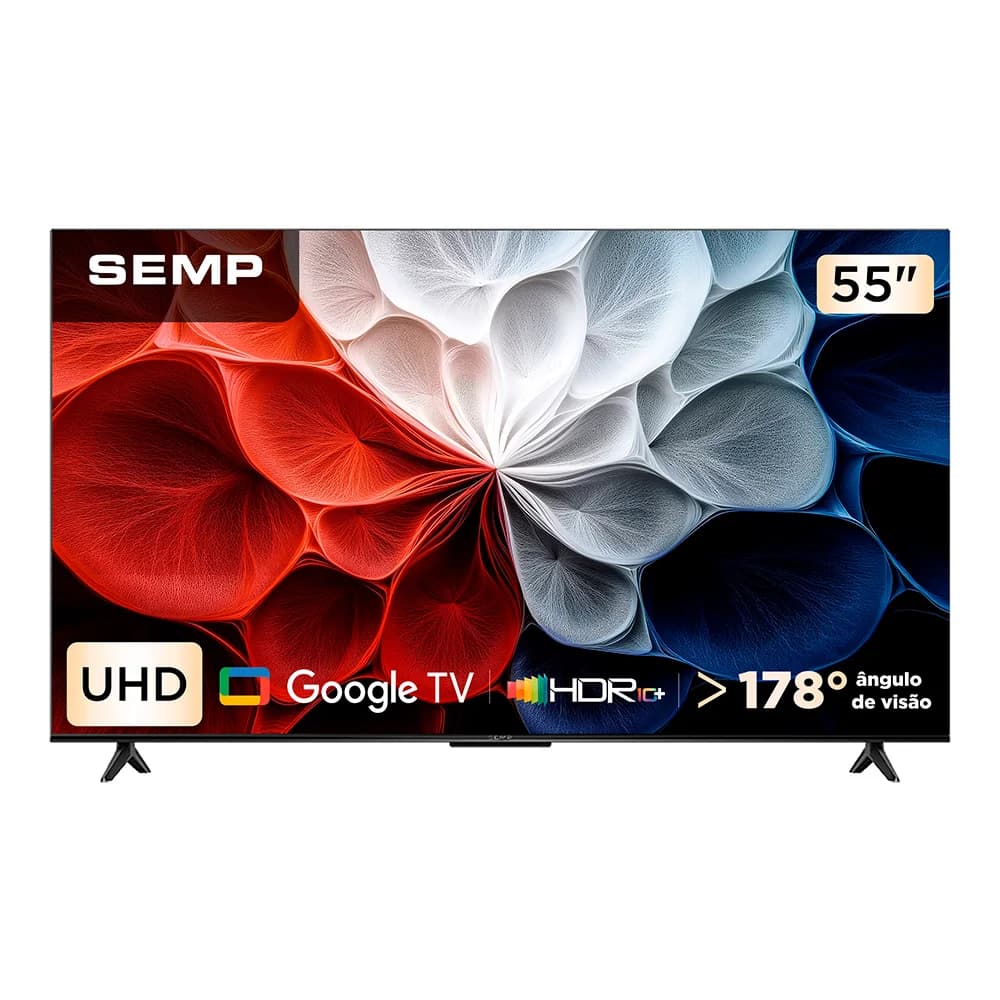 Vale a pena: Smart TV Semp 55 Polegadas LED HVA 4K S62 WiFi Bluetooth Google TV 3 HDMI HDR10+ Dolby Audio 55S62
