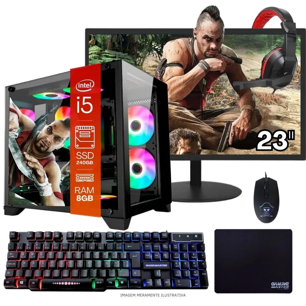 Vale a pena: PC Gamer Completo Balão.info Intel Core I5 SSD 240GB 8GB Gabinete Aquário Teclado Mouse Mouse Pad E Headset...