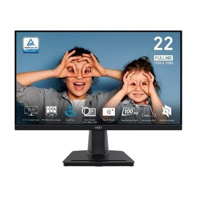"Monitor MSI PRO 22"", FHD, 100Hz, 1ms, IPS, HDMI e VGA, Preto - MP225"