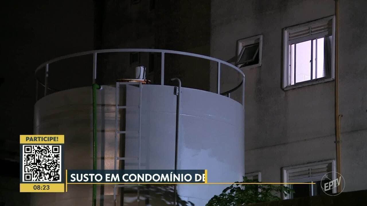 Caixa d’água desaba em condomínio no Jardim das Bandeiras, em Campinas; ninguém se feriu