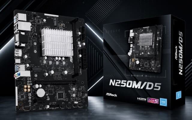 ASRock apresenta N250M/D5, placa-mãe compacta com DDR5 e CPU Intel pré-instalada