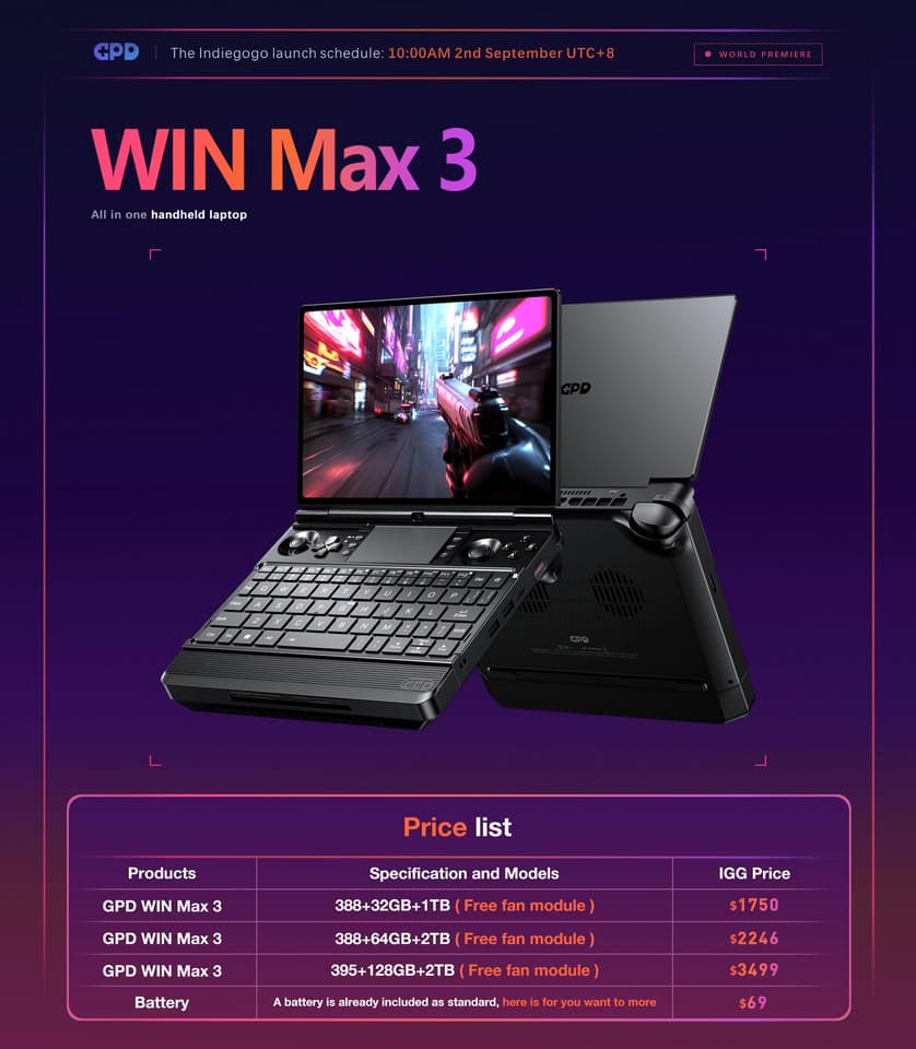 GPD Win Max 3 Handheld's $1,750 Is the Best Price Which We Can Provide