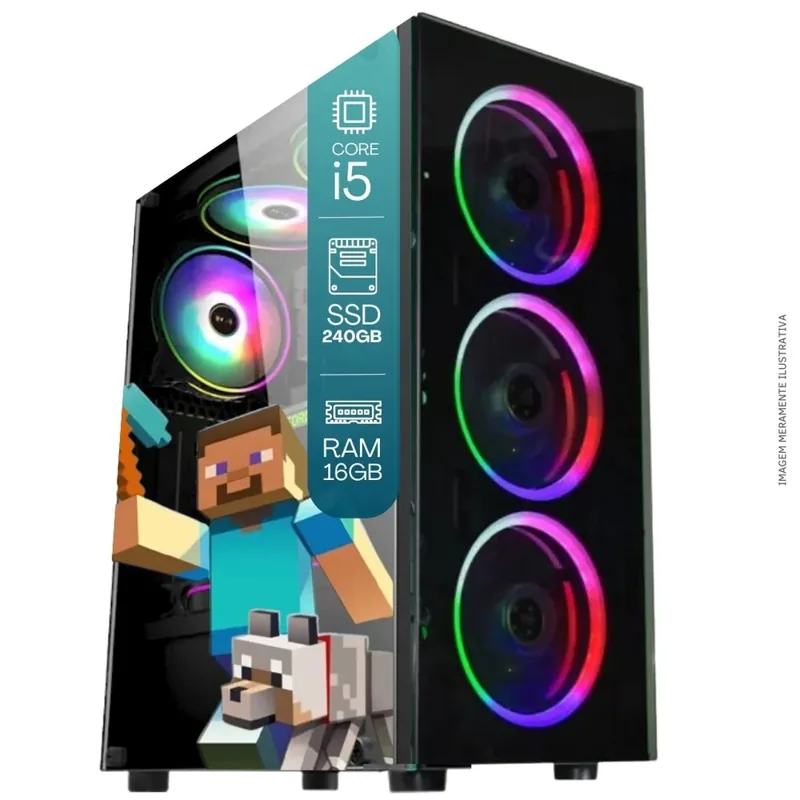 Computador Gamer Completo Tob Intel Core I5 SSD 240GB 16gb Teclado Mouse Mouse Pad E Headset Gamer Monitor 23" WINDOWS 10 Pro Trial
