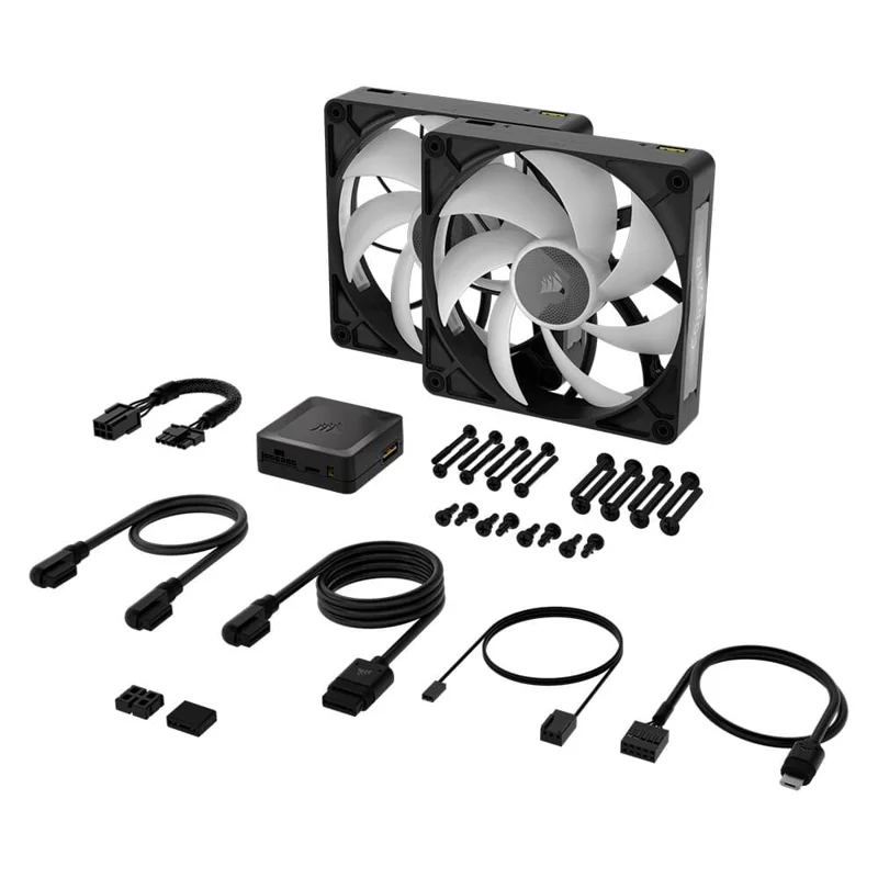 Kit com 2 Ventoinhas Corsair RX MAX RGB Series, iCUE LINK RX140 MAX RGB, 140mm, Preto - CO-9051036-WW