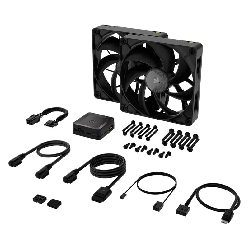 Kit com 2 Ventoinhas Corsair RX MAX Series, iCUE LINK RX140 MAX, 140mm, Preto - CO-9051044-WW