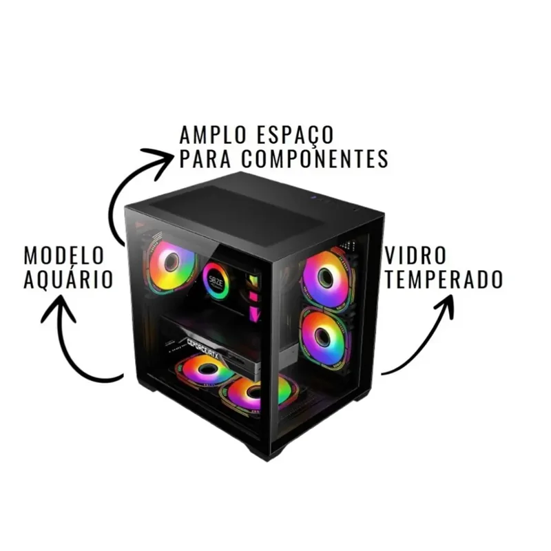 PC Gamer Arvex Amd Ryzen 5 5500, Radeon Rx 580 8GB, Memória 16gb Ddr4, SSD 480GB