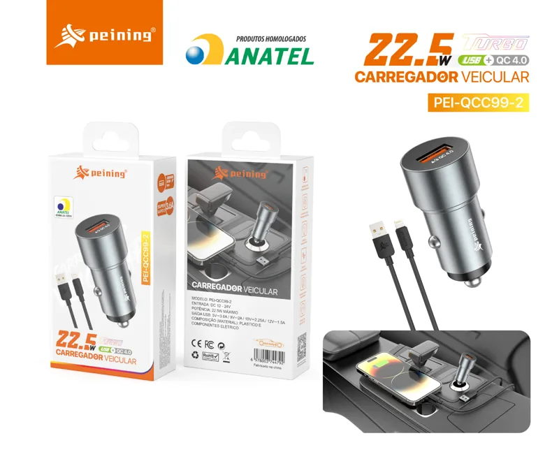 Carregador Turbo Veicular Iphone Peining PEI-QCC99-2