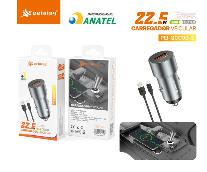 Carregador Turbo Veicular Tipo-c Peining PEI-QCC99-3
