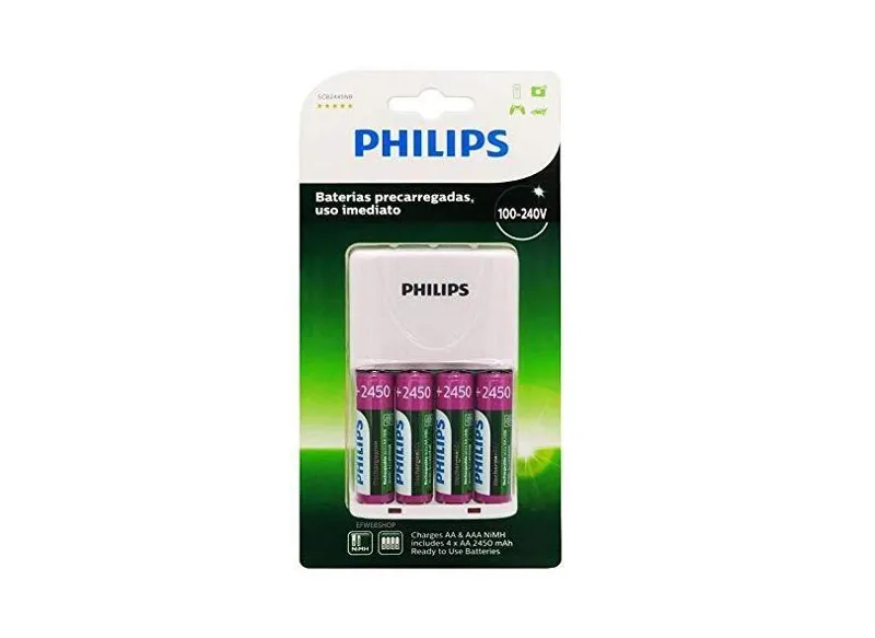 Carregador com 4 Pilhas AA Philips Value