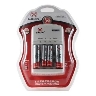 Carregador com 4 Pilhas 2AA e 2AAA MOX CP53