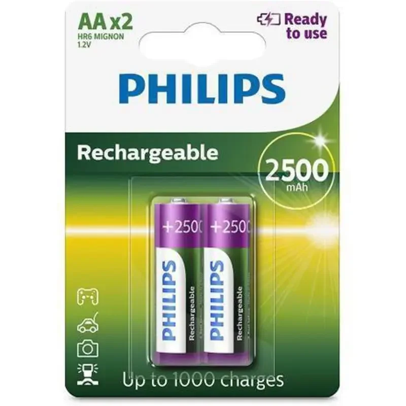 Pilha AA Philips Recarregável Com 2 Unidades