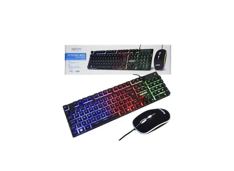Kit Teclado e Mouse Exbom Gamer G550 USB e Led Colorido