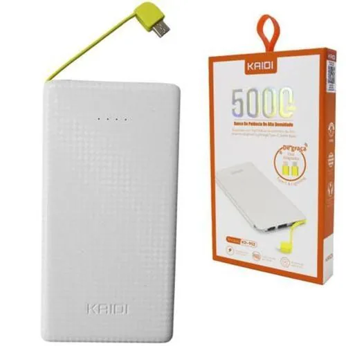 Power Bank Kaidi 5000 Mah KD952 Branco