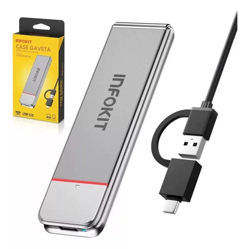 Case Para SSD Nvme Tipo C Infokit Ecase M2NV80