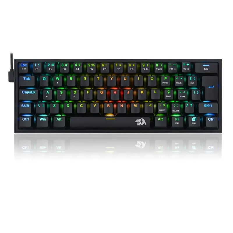 Teclado Mecanico Redragon Fizz Rgb Preto Switch Vermelho