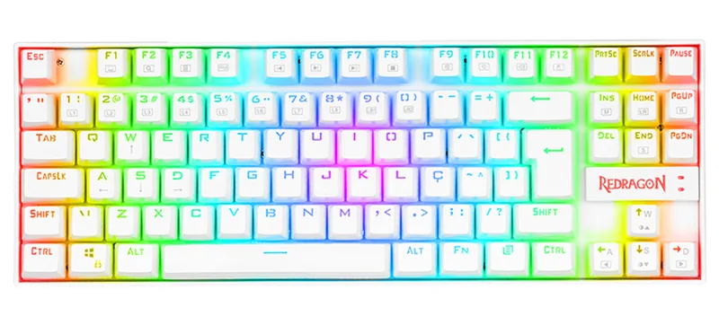 Teclado Mecânico Redragon Kumara k552w Branco Switch Vermelho