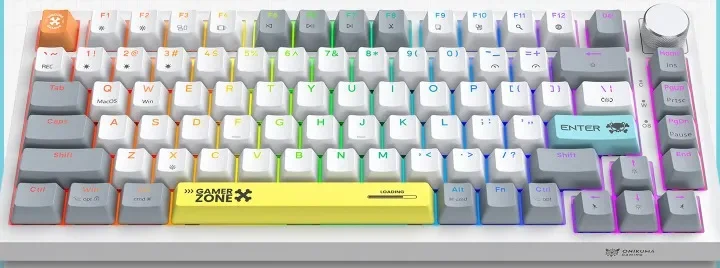 Teclado Mecânico Onikuma G52 RGB Branco/Cinza e Cabo Removível