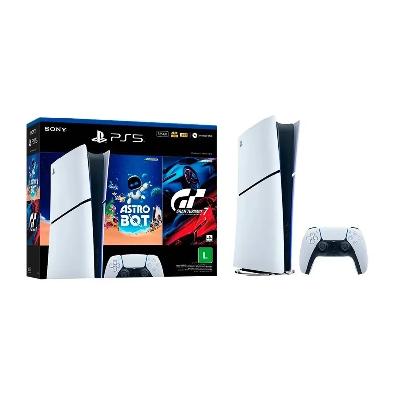 Console PlayStation 5 Slim, SSD 825GB, Edição Digital, Astro Bot e Gran Turismo